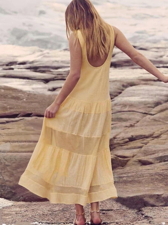 Free People Dresses & Skirts - Free People Size Small Meet Me At The Sunset MIdii Soft Yellow Sleeveless